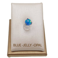 Blue Jelly Opal nipple jewelry by Body Clickers Body Jewelry, 12g, 12mm curved barbell with vibrant blue opal gemstone.