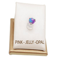 Pink jelly opal nipple jewelry in 12g size with 12mm body clickers by Body Clickers Body Jewelry, featuring a vibrant, translucent design.