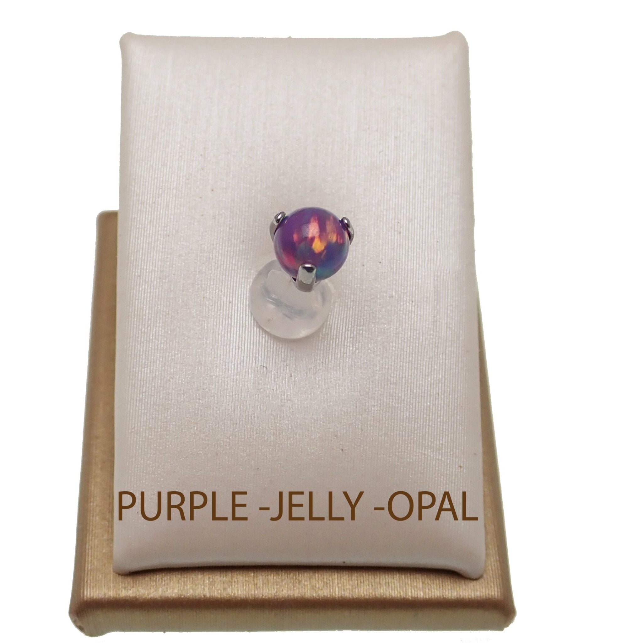 Purple Jelly Opal nipple jewelry by Body Clickers, 12g gauge with 12mm diameter, featuring vibrant purple jelly opal accents.