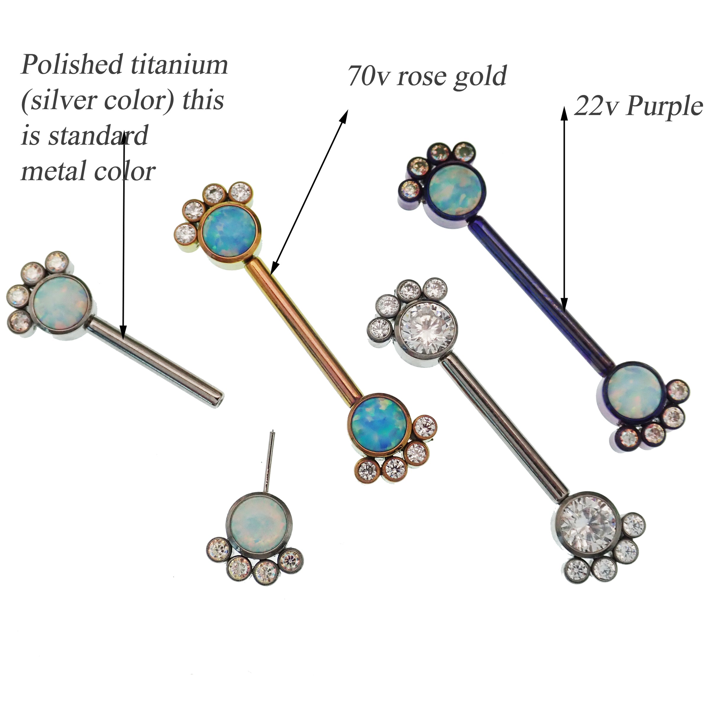 Cute paw-themed push fit titanium nipple jewelry in 14g, designed for body piercings by Body Clickers.