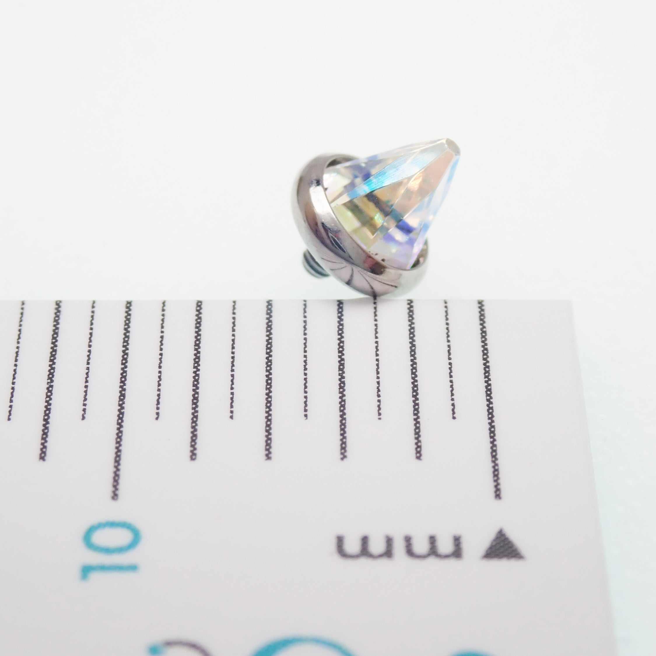 Titanium Swarovski Spike body jewelry attachment in topaz, clear, AB rainbow, 14g or 16g, internally threaded, single spike design.