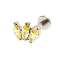 Citrine yellow CZ flatback body jewelry piercing by Body Clickers in 14g, 16g, or 18g.