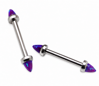 Sleepy Lav Opal Titanium Nipple Cones by Body Clickers Body Jewelry, 14g 8mm piercing accessories with vibrant opal design