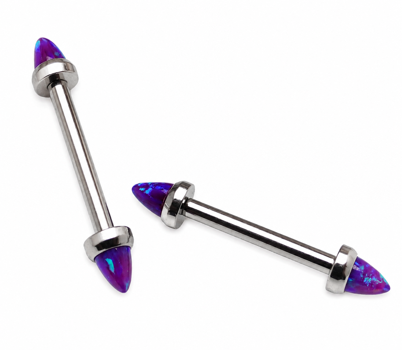 Sleepy Lav Opal Titanium Nipple Cones by Body Clickers Body Jewelry, 14g 8mm piercing accessories with vibrant opal design
