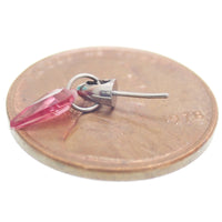 Pink titanium nipple bar with CZ dangle, available in 12g, 14g, and 16g, featuring push fit body jewelry design by Body Clickers.