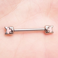Push Fit Cat Titanium Nipple Bar by Body Clickers in 12g, 14g, 16g, showcasing smooth titanium body jewelry for piercings.