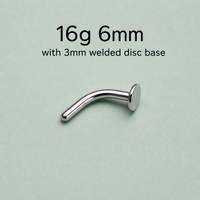 Body Clickers push fit threadless curved stem body jewelry in 14g, 16g, and 18g gauges, with 10mm length.