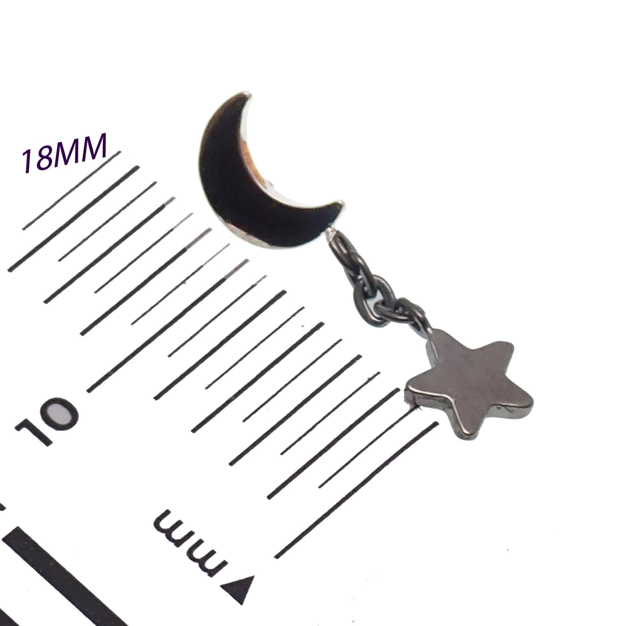 Moon star Dangle helix piercing 14g, 16g, 18g - Body Clickers Body Jewelry