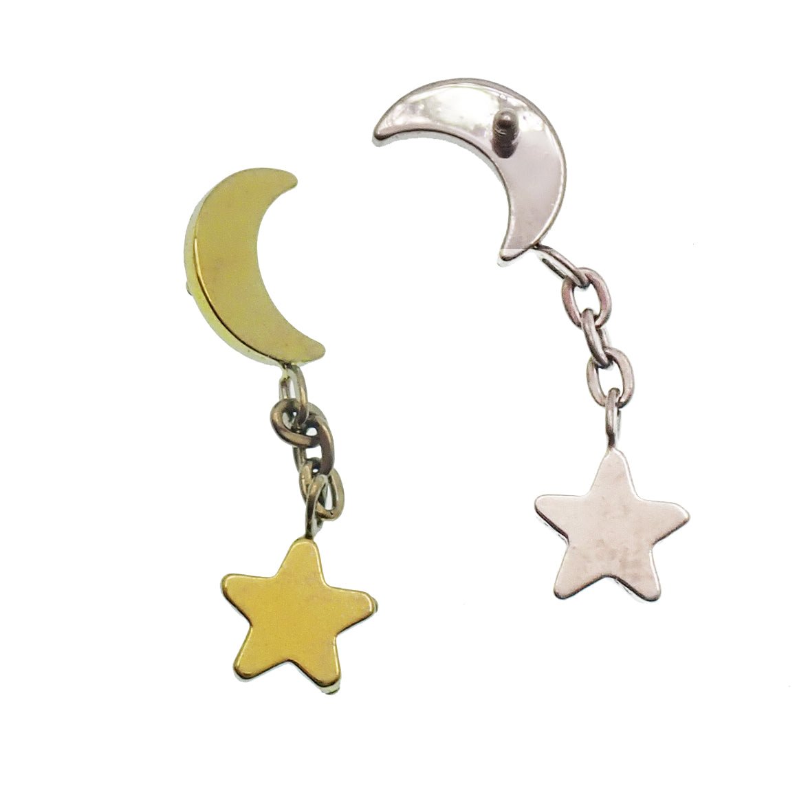 Moon star Dangle helix piercing 14g, 16g, 18g - Body Clickers Body Jewelry