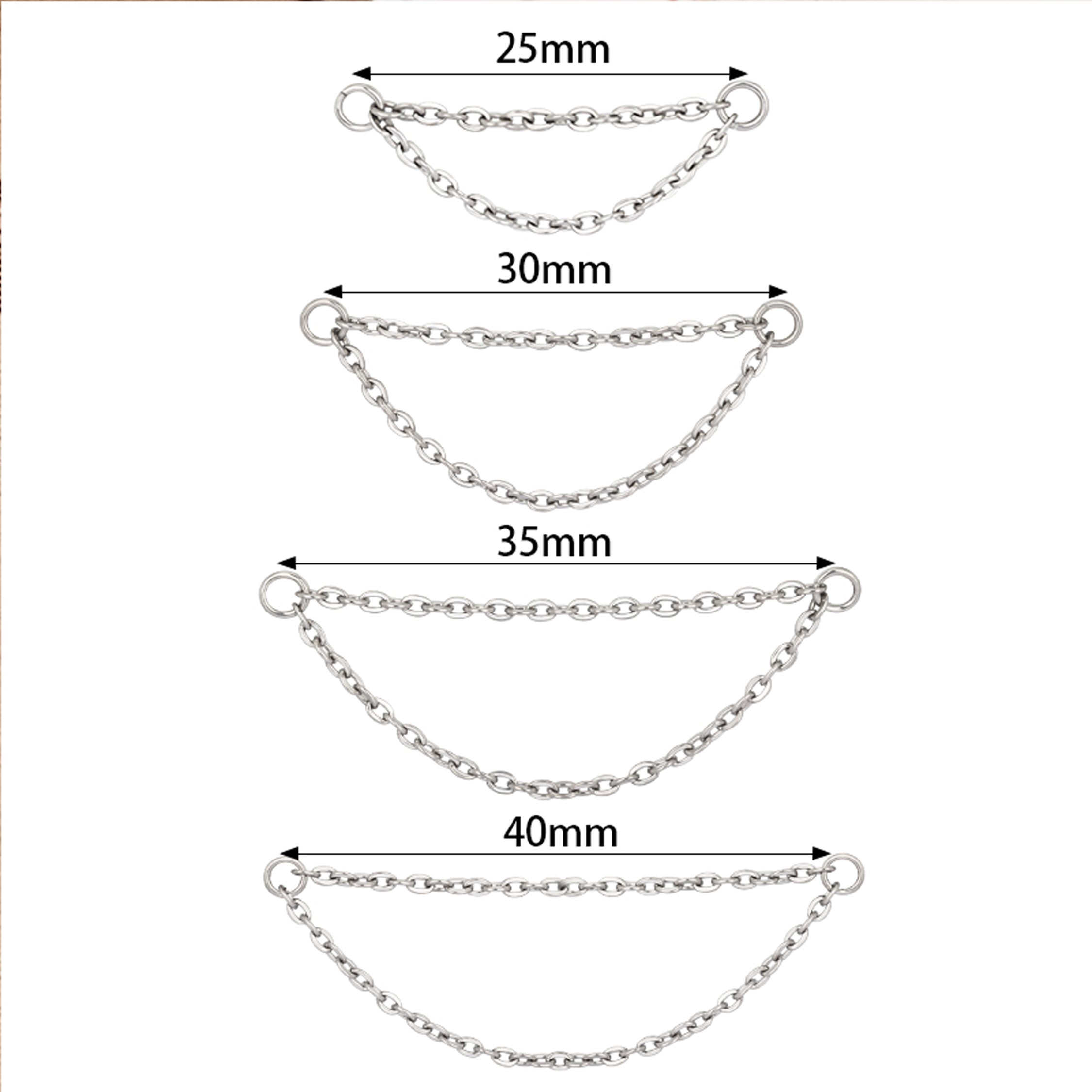Double titanium add-on piercing chain from Body Clickers Body Jewelry, featuring sleek, durable jewelry for enhanced body piercing style.