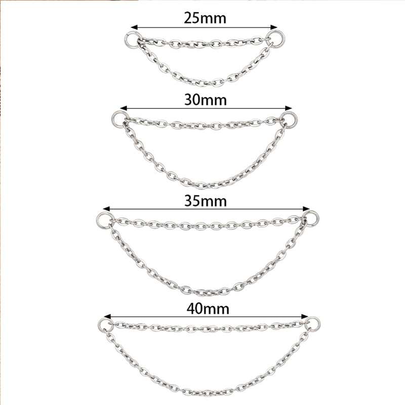 Double titanium add-on piercing chain from Body Clickers Body Jewelry, featuring sleek, durable jewelry for enhanced body piercing style.