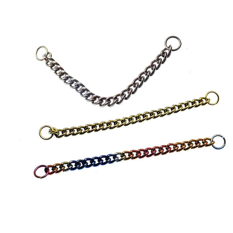 Titanium flat nose and ear chain add-on by Body Clickers Body Jewelry, featuring sleek design and lightweight titanium material.