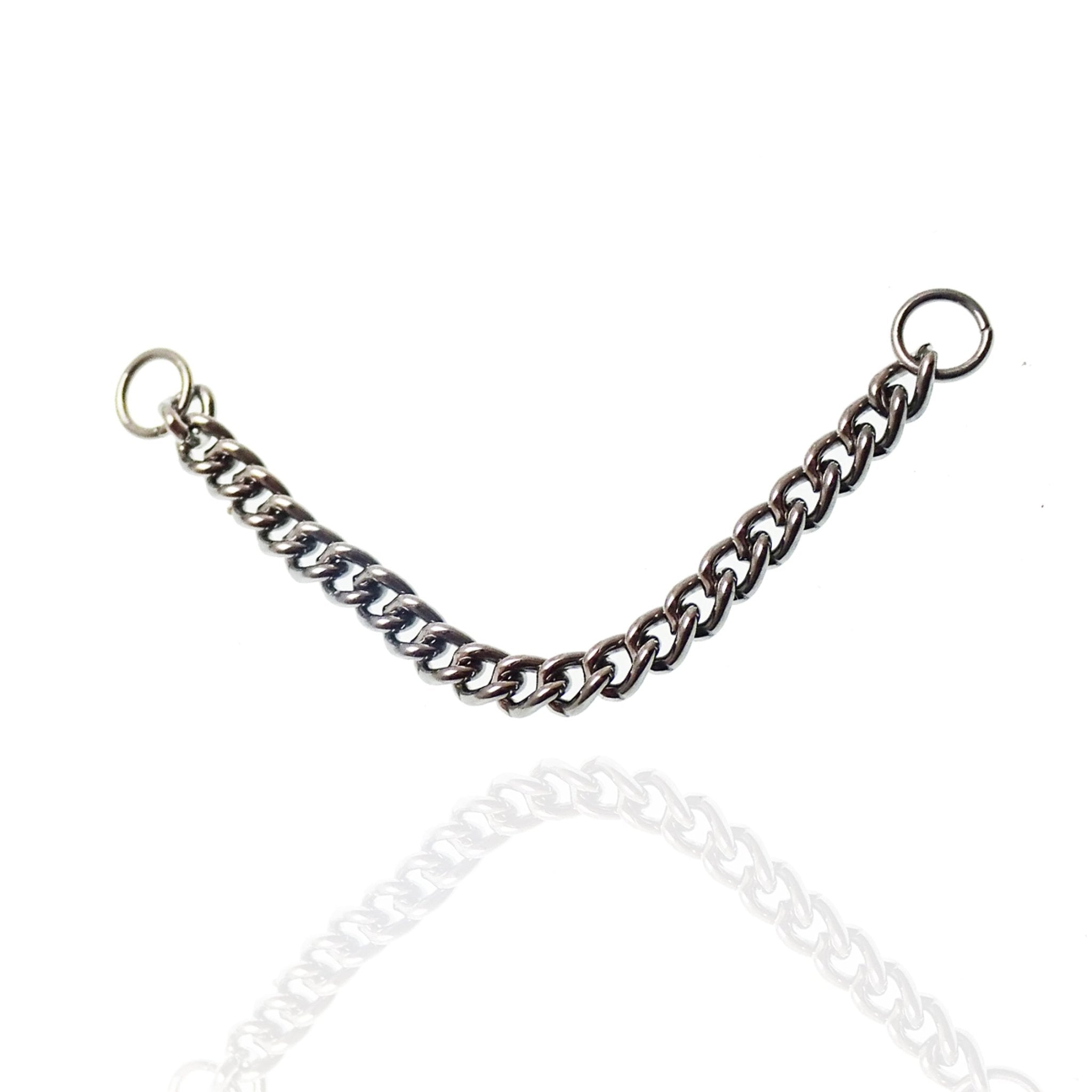 Titanium flat nose and ear chain add-on by Body Clickers Body Jewelry, featuring sleek design and secure attachment.