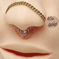 Titanium flat nose and ear chain add-on by Body Clickers Body Jewelry, showcasing a sleek, flat design for piercings
