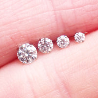 Moissanite implant grade titanium flatback earring with 3mm stone and 20g gauge, internally threaded, push-fit design.