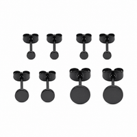 Thin PVD Black Titanium Disc Earring Pair