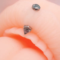 16G Moss Agate curved barbell by Body Clickers, implant grade titanium, internally threaded, with polished moss agate stone.