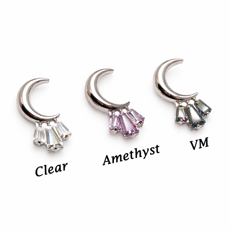 Moon CZ Cluster Flatback Piercing in implant grade titanium, available in 16g, 18g, and 20g from Body Clickers Body Jewelry.