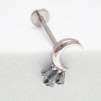 Moon CZ Cluster Flatback Piercing in implant-grade titanium, available in 20g, 18g, 16g, 18g, Body Clickers Body Jewelry