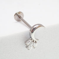 Moon CZ Cluster Flatback Piercing in implant-grade titanium, available in 16g, 18g, and 20g, from Body Clickers Body Jewelry.