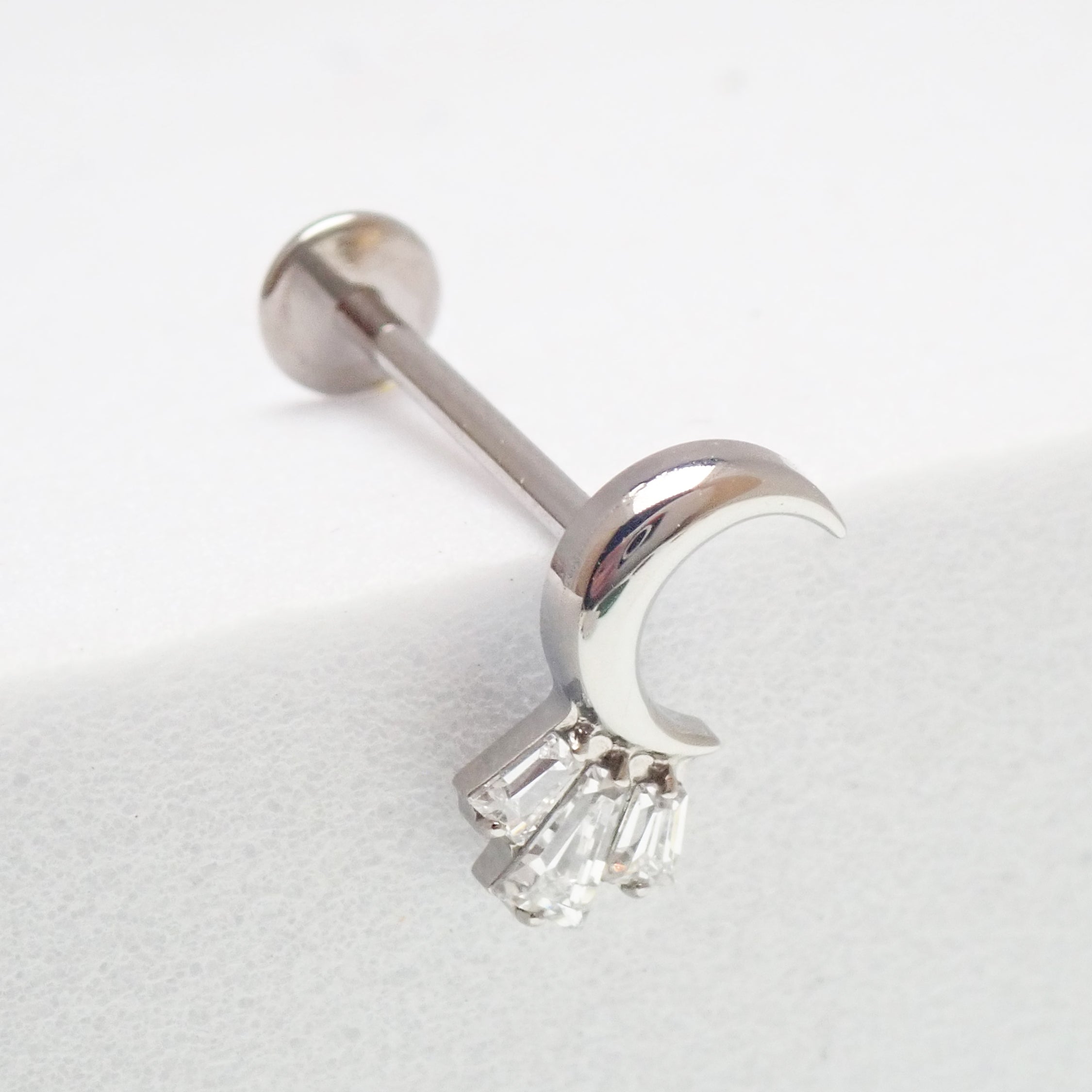 Moon CZ Cluster Flatback Piercing in implant-grade titanium, available in 16g, 18g, and 20g, from Body Clickers Body Jewelry.