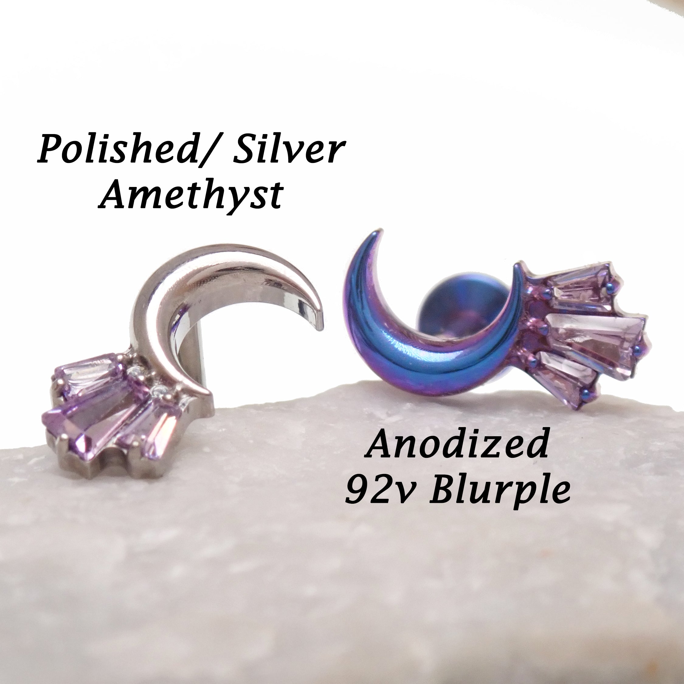 Body Clickers Moon CZ Cluster Flatback Piercing in implant grade titanium, available in 16g, 18g, and 20g sizes.