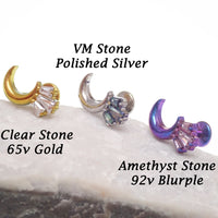 Moon CZ Cluster Flatback Piercing by Body Clickers in implant grade titanium, available in 20g, 18g, and 16g.