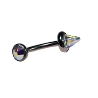 Swarovski AB titanium curve bar body jewelry by Body Clickers, 16g with sparkling crystal accents and smooth curved design