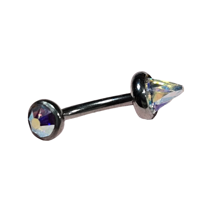 Swarovski AB titanium curve bar body jewelry by Body Clickers, 16g with sparkling crystal accents and smooth curved design
