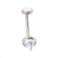 Swarovski AB titanium curve barbell body jewelry by Body Clickers, 16g, with sparkling crystal accents and curved design.