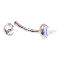 Swarovski AB titanium curve bar body jewelry by Body Clickers, 16g, with sparkling crystal accents and a sleek curved design.
