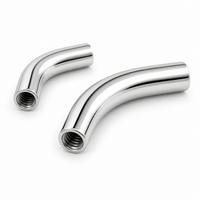 Internally threaded titanium curve implant body jewelry in 14g from Body Clickers, showing smooth curved design and threading detail.