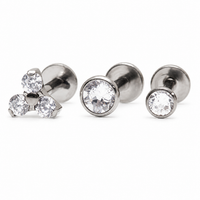 Set of Swarovski Crystal Helix Piercings in 16g body jewelry by Body Clickers with 6mm crystals.