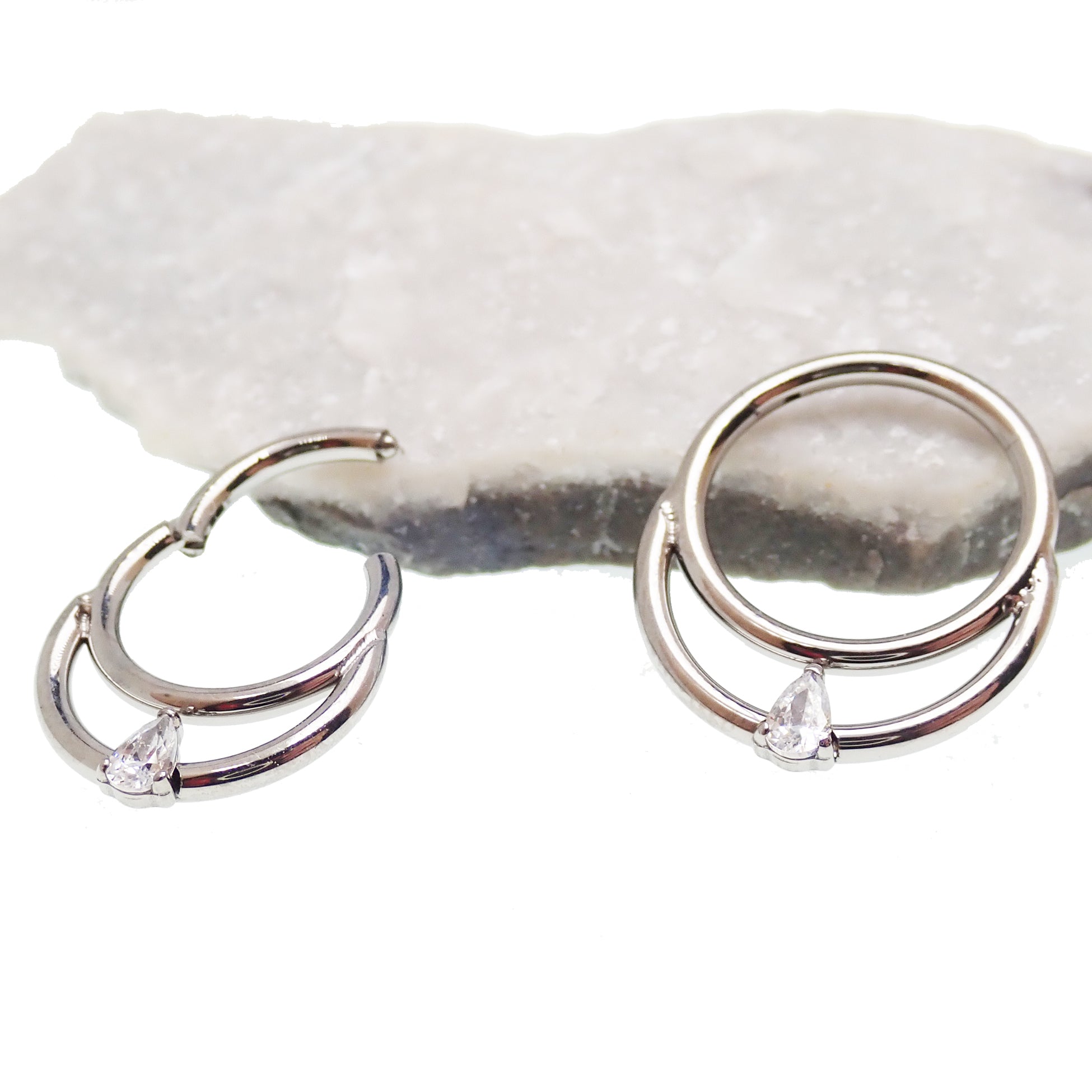 16g double clicker body jewelry with 8mm and 10mm double clicker design, from Body Clickers Body Jewelry, showcasing polished metal.