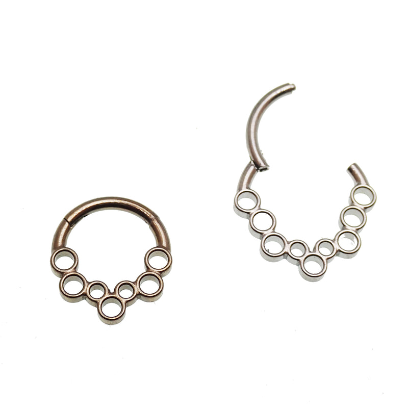 16G Honeycomb hinged clicker body jewelry with 8mm and 10mm sizes, featuring a stylish honeycomb design in stainless steel.