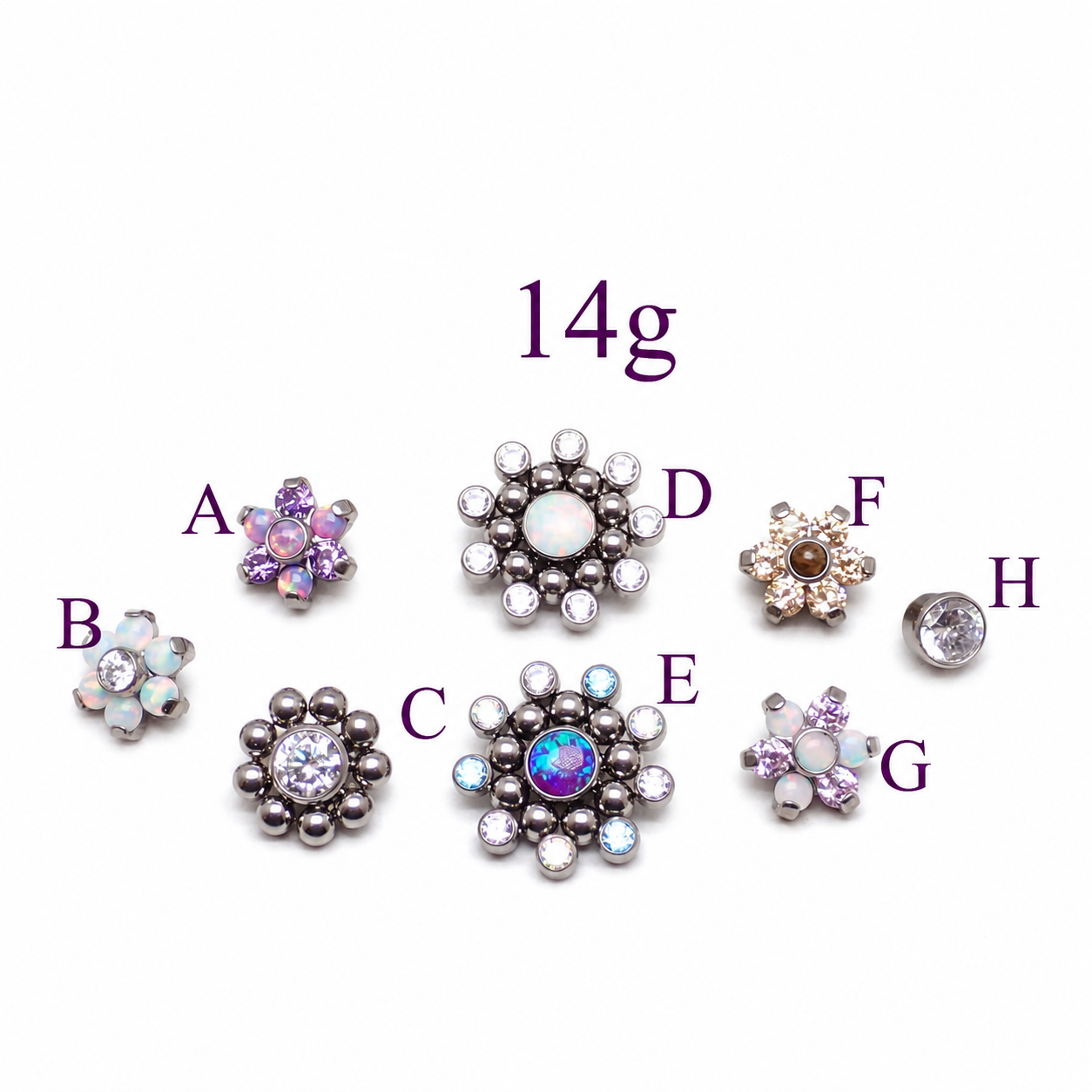 Body Clickers Dermal Titanium Attachments, 14g body jewelry with secure piercing attachments, made of durable titanium.