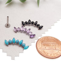 Natural stone cluster flat back body jewelry by Body Clickers in 14g, 16g, 18g with amethyst stones and 6mm size.
