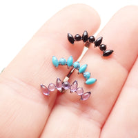 Natural Stone Cluster Flat Back Body Jewelry by Body Clickers, available in 14g, 16g, 18g sizes with amethyst stones.