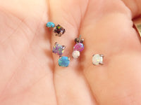 Azure titanium opal loose tops for Body Clickers jewelry, 3mm and 4mm internally threaded flat back replacement attachments