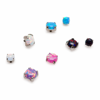 Azure titanium opal loose tops from Body Clickers Body Jewelry, 3mm and 4mm internally threaded flat back replacement attachments