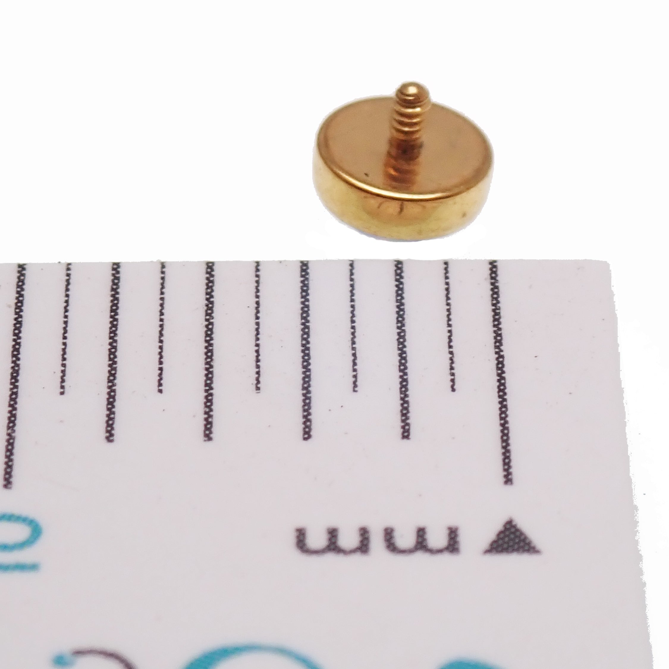 Titanium 4mm PVD gold implant body jewelry attachment with flat opal top, 16g gauge, 0.9mm thread by Body Clickers