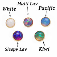 Titanium loose implant attachment with 4mm PVD gold flat opal top for body jewelry, 16g size with 0.9mm thread from Body Clickers