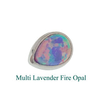 Titanium teardrop flatback dermal piercing attachment in peacock blue, 14g, 6mm, with 1.2mm thread, by Body Clickers Body Jewelry.