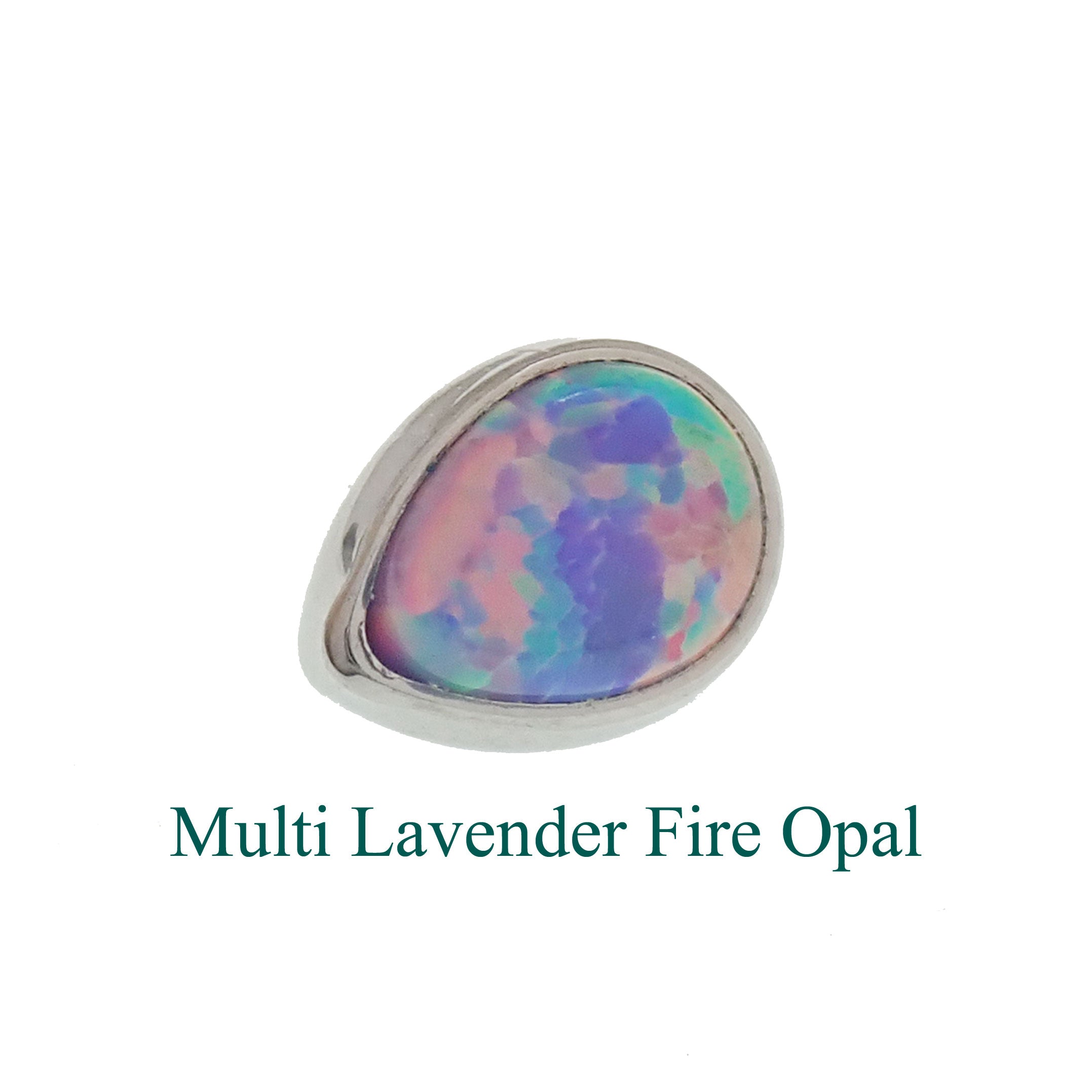 Titanium teardrop flatback dermal piercing attachment in peacock blue, 14g, 6mm, with 1.2mm thread, by Body Clickers Body Jewelry.