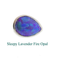 Titanium teardrop flatback dermal piercing attachment in peacock blue, 14g, 6mm with 1.2mm thread from Body Clickers Body Jewelry.