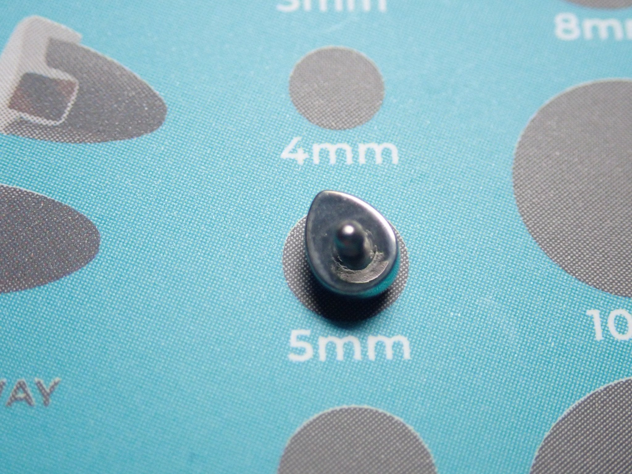 14g titanium teardrop flatback dermal piercing attachment by Body Clickers Body Jewelry, peacock blue color, 6mm size, 1.2mm thread