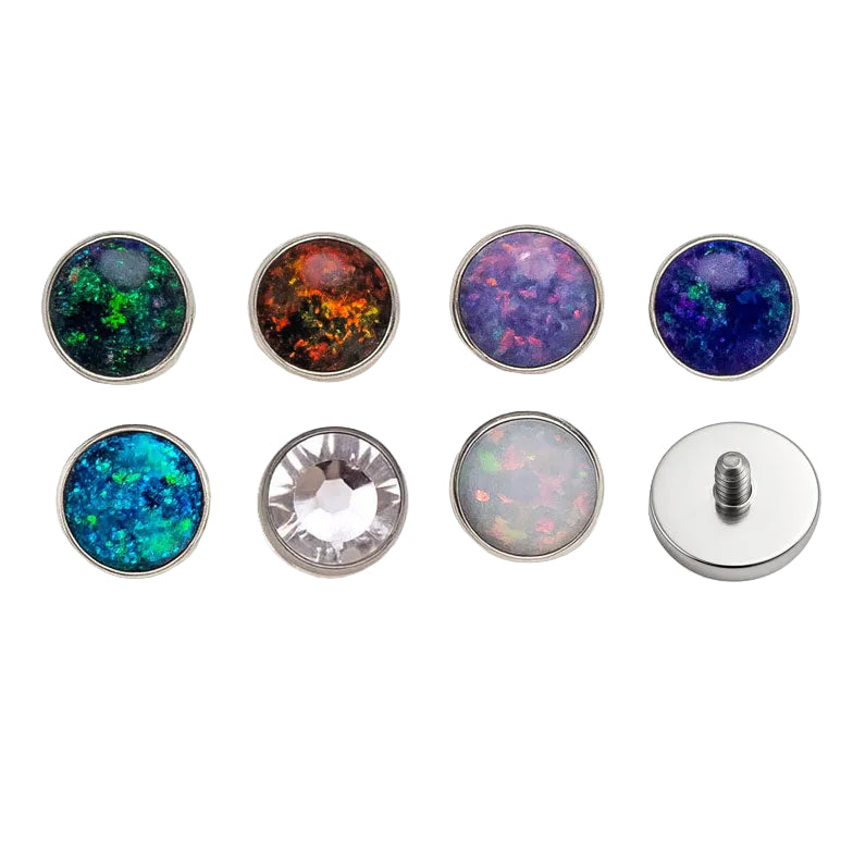 8mm Body Clickers dermal, belly, or tongue topper attachment in 14g gauge, designed for body jewelry piercings and enhancements.