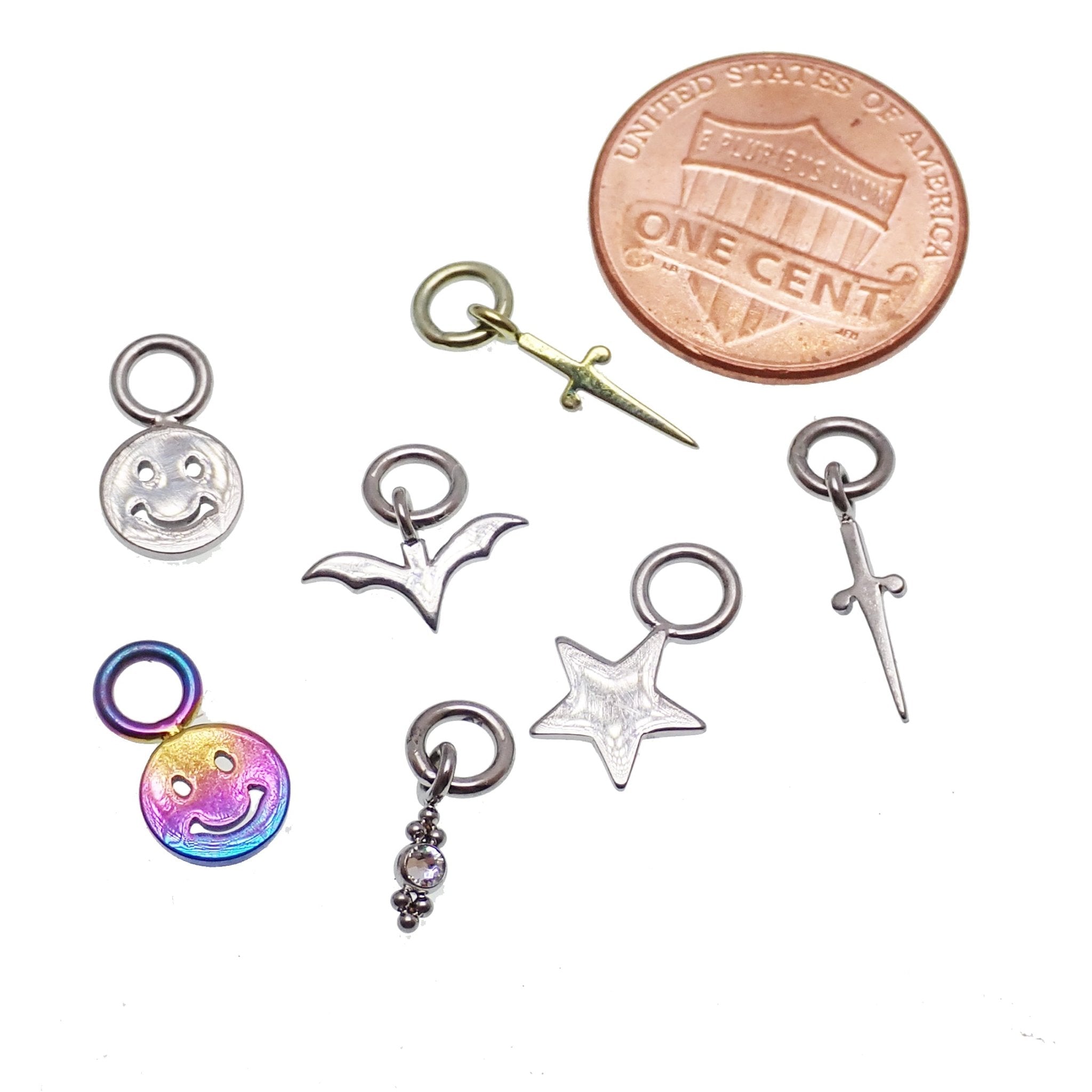 Titanium add-on charm for clicker jewelry, designed to fit up to 10g gauges, by Body Clickers Body Jewelry.