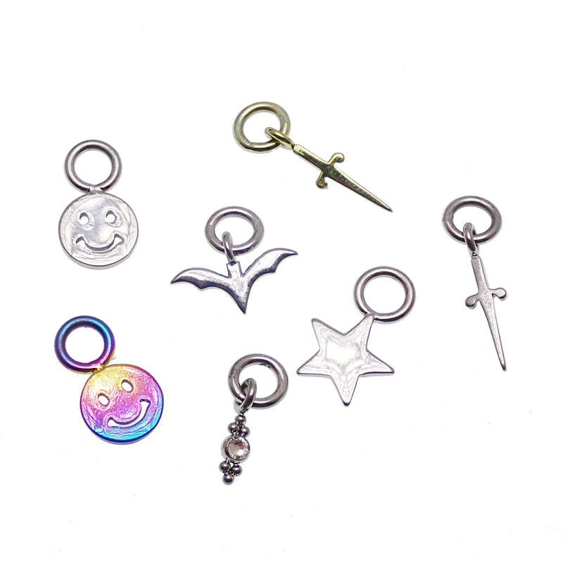 Titanium add-on charm for body clicker jewelry, fits up to 10g, designed for body clickers body jewelry accessories.