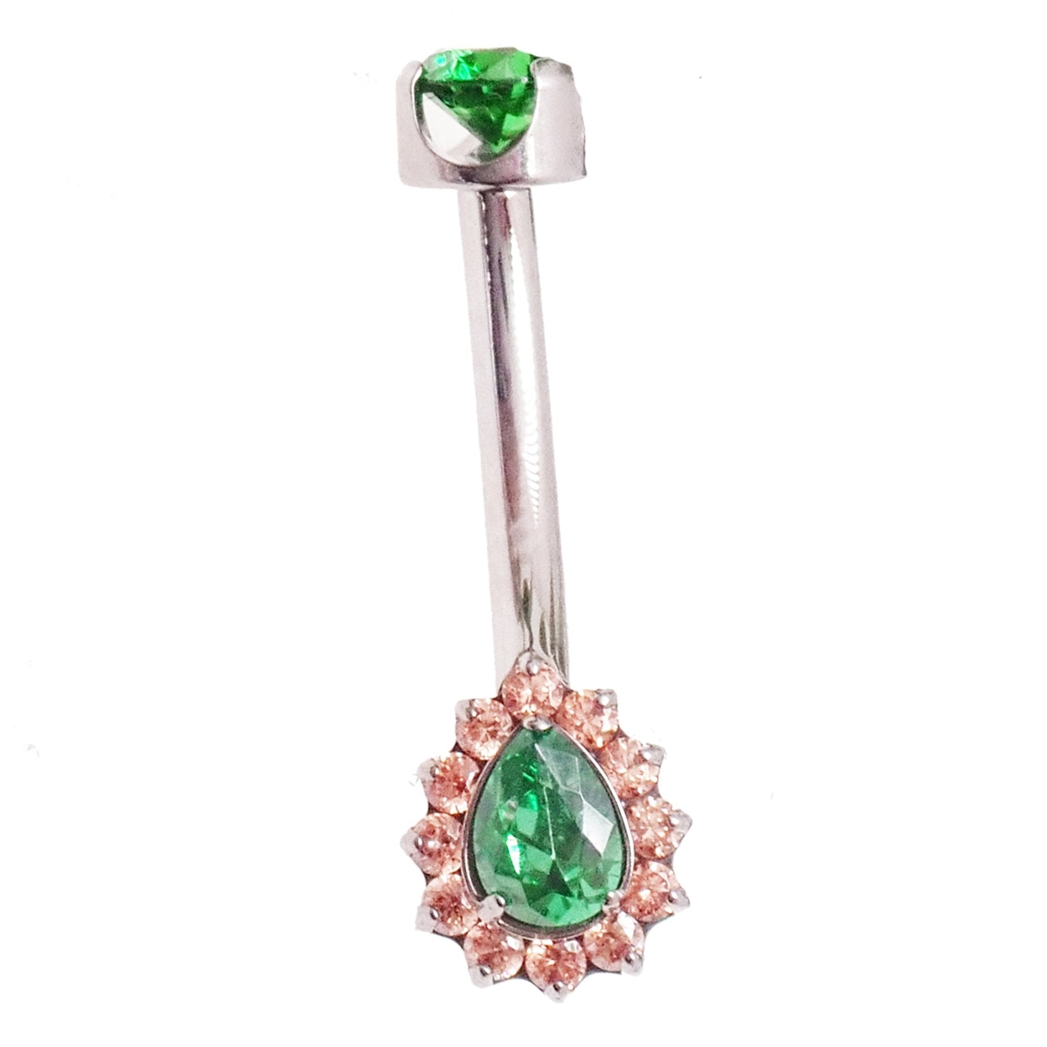 Pink titanium internally threaded belly ring, 14g, from Body Clickers Body Jewelry, displayed on a white background.